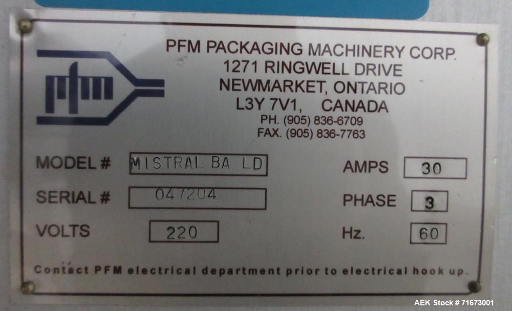 Used PFM Model Mistral BA-SX Long Dwell Horizontal Flow Wrapper