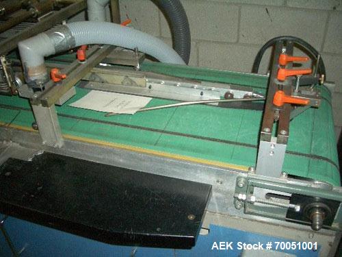 Used Pfankuch Model VP450 Series Wrapper System. Three station infeed section with mounts for three feeders. Three model 450 feeders, each equipped with 1-99 counters. One VP450 wrapper module with u...