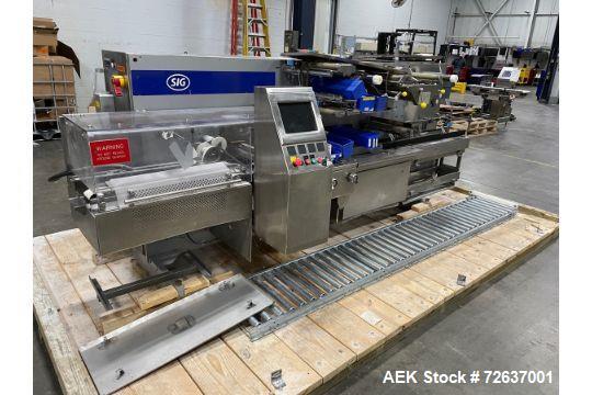 Used- SIG Horizontal Flow Wrapper, Model HBM. Wrapper is rated for speeds from 50 to 350 packages per minute. Has a 7.5" ser...