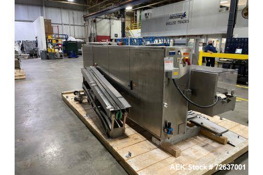 Used SIG Horizontal Flow Wrapper, Model HBM. Wrapper is rated for speeds from 50 to 350 packages per minute. Has a 7.5" serrated blade seal jaw for a package size range of 2" to 20" in length, up to ...