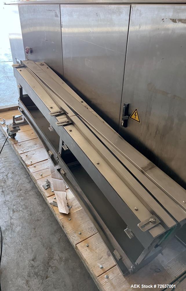 Used SIG Horizontal Flow Wrapper, Model HBM. Wrapper is rated for speeds from 50 to 350 packages per minute. Has a 7.5" serrated blade seal jaw for a package size range of 2" to 20" in length, up to ...