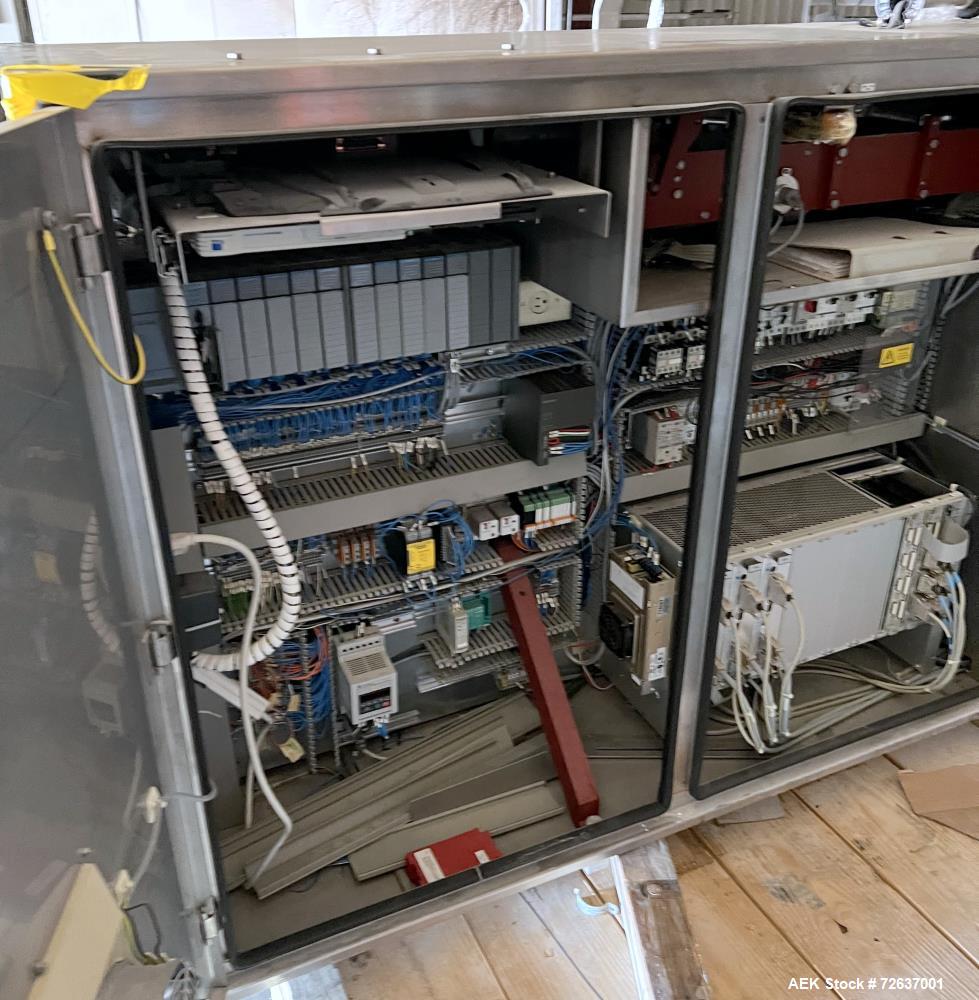 Used SIG Horizontal Flow Wrapper, Model HBM. Wrapper is rated for speeds from 50 to 350 packages per minute. Has a 7.5" serrated blade seal jaw for a package size range of 2" to 20" in length, up to ...