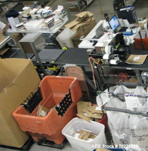 Used System Packaging 9000-18 Cold Seal Packaging Machine with an infeed barcode scanner, quick change pneumatic spindles, top and bottom perforators for easy package opening, Weber 5200 print and ap...