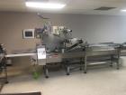 Used Bosch Horizontal Flow Wrapper, Model Pack 201. Machine is rated for speeds up to 450 packages per minute (depending on package size and changeparts). Has a size range of: 40 mm (1.5