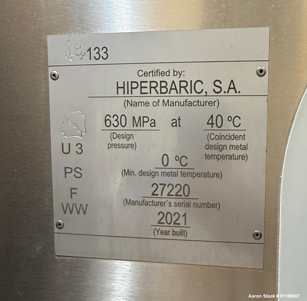 Used Hiperbaric High Pressure Processing (HPP) System – Model HDBMB6, 430L, 2020/2021
