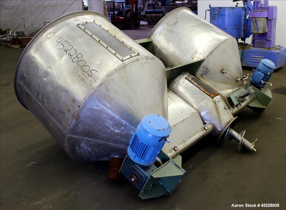 Used Dual Hopper Crammer Feeder, 304 Stainless Steel.