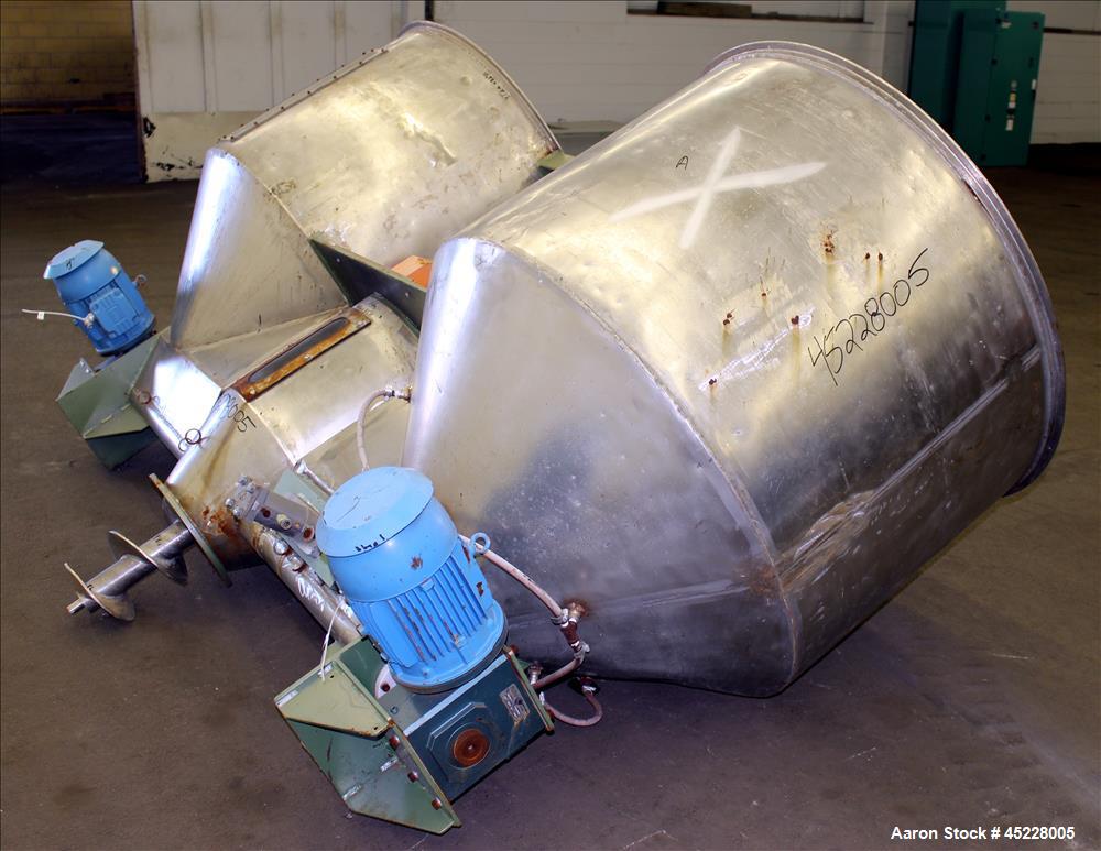 Used Dual Hopper Crammer Feeder, 304 Stainless Steel.