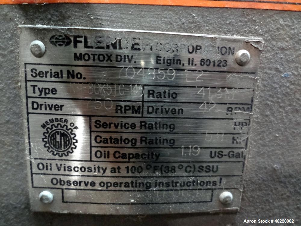Used Cincinnati Milacron Crammer Feeder. Approximately 5" diameter 304 stainless steel vertical feed screw. Carbon steel slant cone hopper approximately 28" diameter x 34" deep. Screw driven by a 3 h...