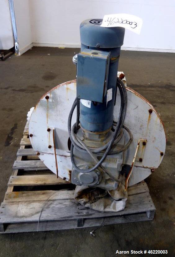 Used Cincinnati Milacron Crammer Feeder. Approximately 5" diameter 304 stainless steel vertical feed screw. Carbon steel slant cone hopper approximately 28" diameter x 34" deep. Screw driven by a 3 h...