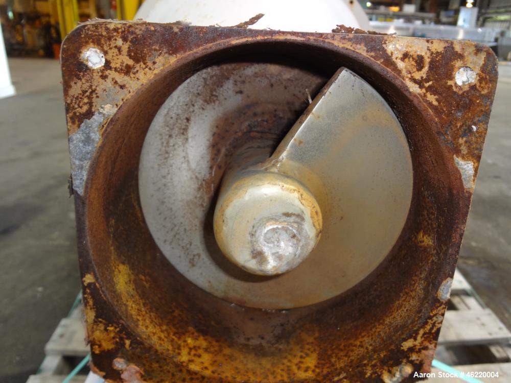 Used Cincinnati Milacron Crammer Feeder. Approximately 5" diameter 304 stainless steel vertical feed screw. Carbon steel slant cone hopper approximately 28" diameter x 34" deep. Screw driven by a 3 h...