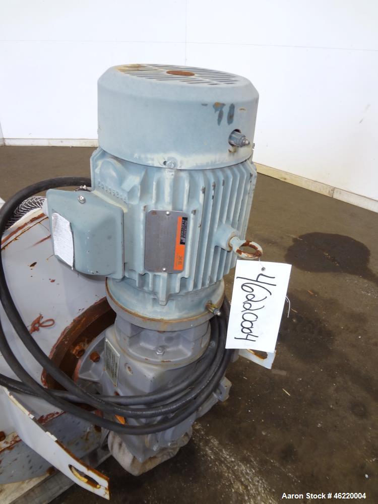 Used Cincinnati Milacron Crammer Feeder. Approximately 5" diameter 304 stainless steel vertical feed screw. Carbon steel slant cone hopper approximately 28" diameter x 34" deep. Screw driven by a 3 h...