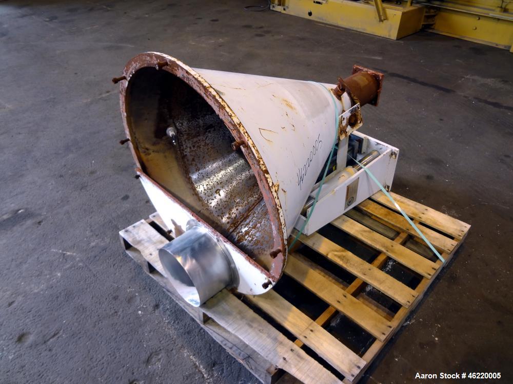 Used Cincinnati Milacron Extruder  Carbon Steel Crammer Feeder Hoppers  w/ compressed air lift device.