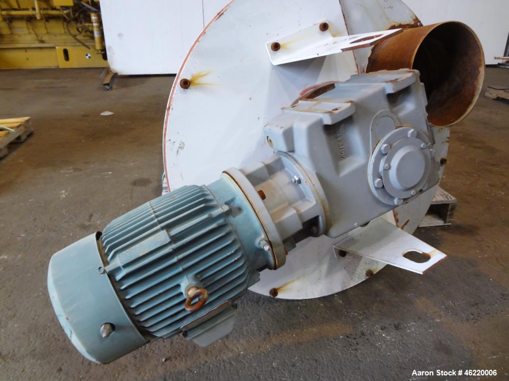 Used Cincinnati Milacron Crammer Feeder. Approximately 5" diameter 304 stainless steel vertical feed screw. Carbon steel slant cone hopper approximately 28" diameter x 34" deep. Screw driven by a 3 h...