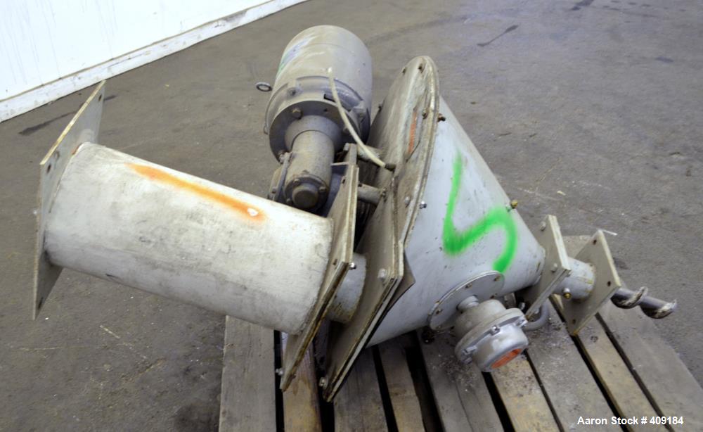 Used Foremost Crammer Feeder, Model CF1A, Carbon Steel. Coned hopper approximate 32" diameter x 18" deep. Approximate 3" diameter feed screw driven by an approximate 3hp, 3/60/220/440 volt, 1200 rpm ...