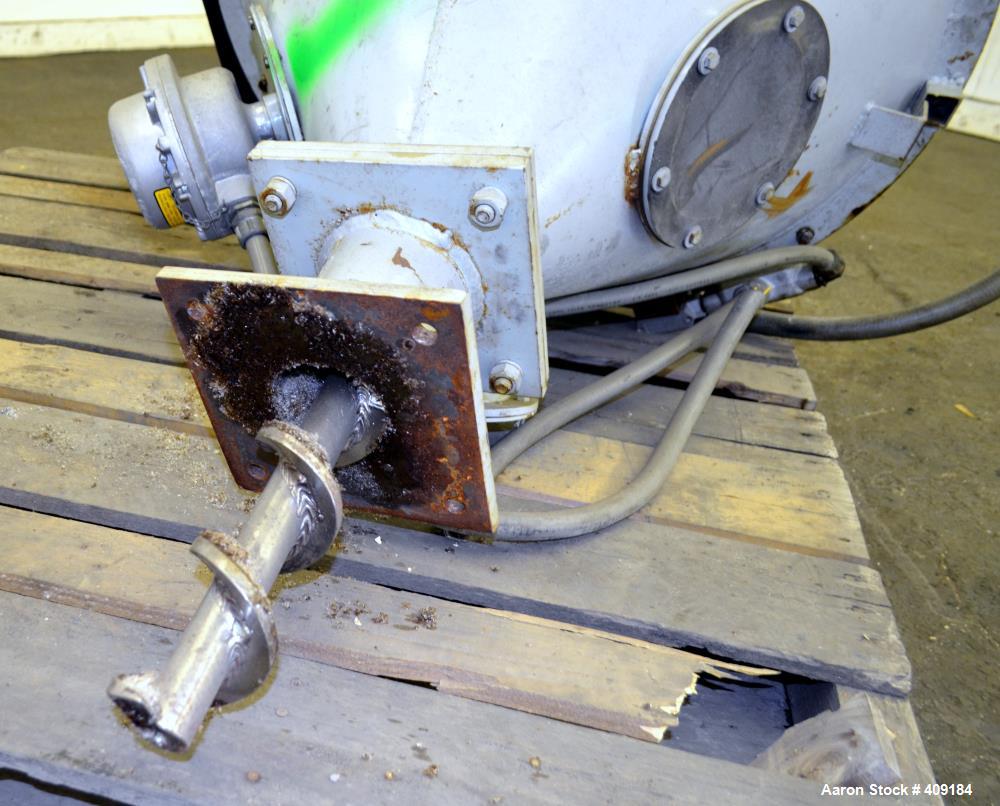 Used Foremost Crammer Feeder, Model CF1A, Carbon Steel. Coned hopper approximate 32" diameter x 18" deep. Approximate 3" diameter feed screw driven by an approximate 3hp, 3/60/220/440 volt, 1200 rpm ...