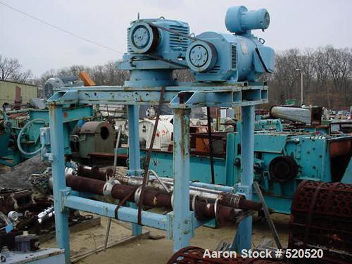 USED: Hartig crammer feeder having an 8" screw. Screw is driven by a 50 hp DC motor with SCR control through a gear reducer. Last used on PVC on an 8" Hartig extruder. Manufactured 1976. With spare s...