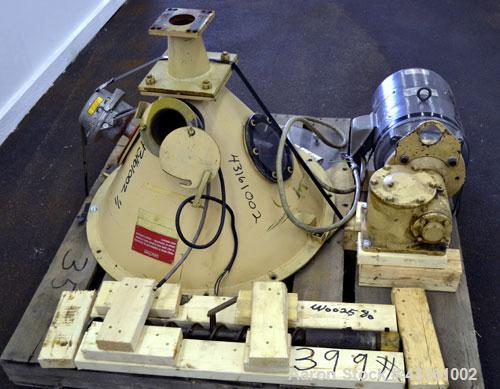 Used Modern Plastics Machinery Crammer Feeder, Carbon Steel. Approximate 30" diameter x 20" deep hopper, 2" diameter screw. Driven by an approximate 2 hp, 3/60/230 volt, 1200 rpm motor thru a reducer...