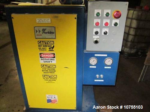 Used-BF Perkins Two Roll Vertical Closed Frame Embosser, 36" face x 12" diameter steel induction hardened rolls, one mirror ...