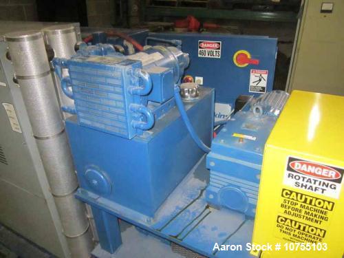 Used BF Perkins Two Roll Vertical Closed Frame Embosser, 36" face x 12" diameter steel induction hardened rolls, one mirror finish and one with 50 RMS finish.  Powered by two 2 hp AC motors via GE AF...