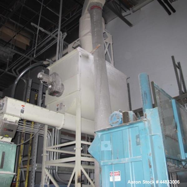 Used Fluff Hopper / Feeder, Approximate 36 Cubic Feet. Previously used feeding Polyethylene fluff into an approximate 3” extruder for pelletizing.
