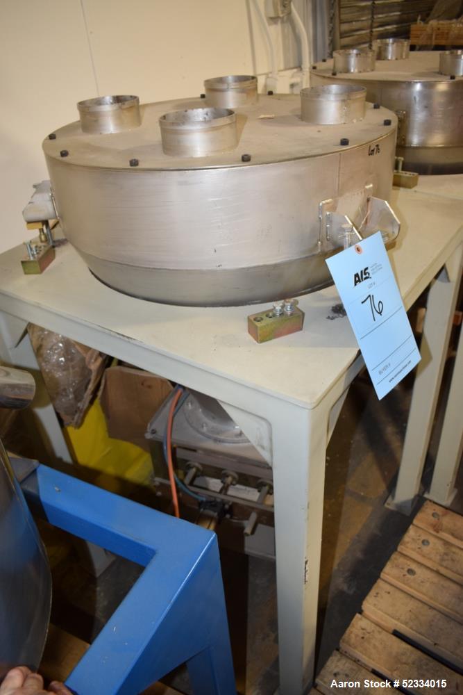 Used-Stainless Steel Loading Hopper. With pneumatic sleeve closure and stand.