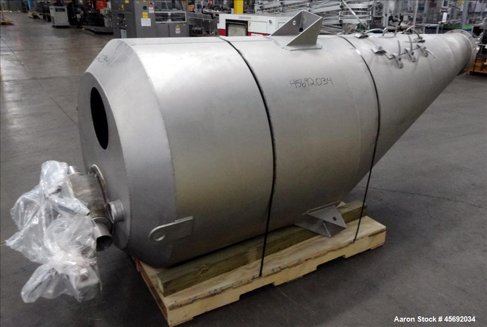 Used Shick Tube-Veyor Corporation Scale Hopper, Model Eccentric, Stainless Steel. Approximately 73.7 cubic feet. Equipped with diverter valve, quick release 16" long side cover. (2) 12", 3-5/8" top o...
