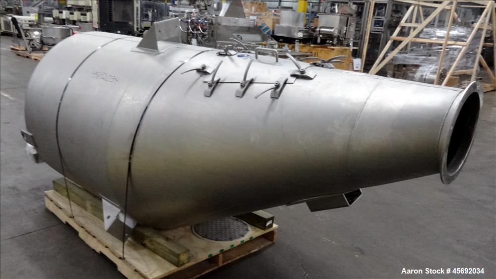 Used Shick Tube-Veyor Corporation Scale Hopper, Model Eccentric, Stainless Steel. Approximately 73.7 cubic feet. Equipped with diverter valve, quick release 16" long side cover. (2) 12", 3-5/8" top o...