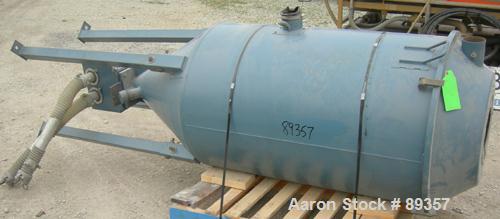 Used Whitlock Insulated Drying Hopper, 800 pound capacity, model DH-800F, carbon steel. Approximately 30" diameter x 48" straight side. Removable top, coned bottom, side access door, center bottom ou...
