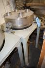 Used Stainless Steel Loading Hopper. With pneumatic sleeve closure and stand.