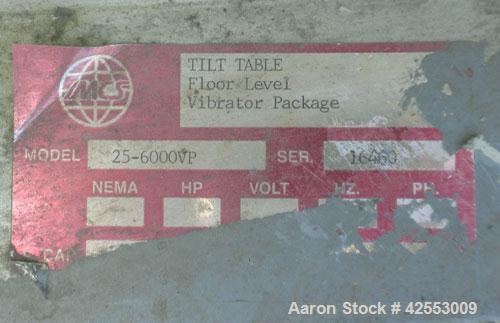 Used IMCS Floor Level Pneumatic Tilt-Table, model 25-6000VP, carbon steel, 2000 pound capacity. 44" x 44" Floor level entry, adjustable wand holder, approximate 52 degree corner tilt angle with vibra...