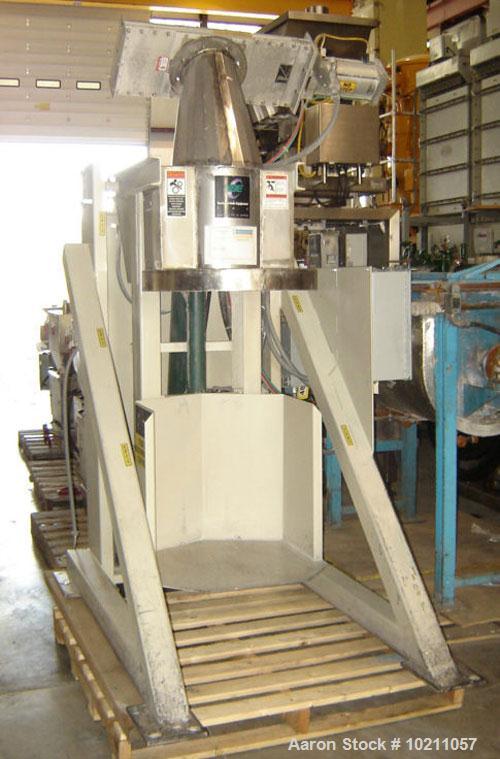 Used NBE Lift and Seal Drum Dumper, Stainless Steel Material Contact Parts, Model 19-700.  750 pound capacity unit. Comes complete with controls and power disconnect interface. Material flow is contr...