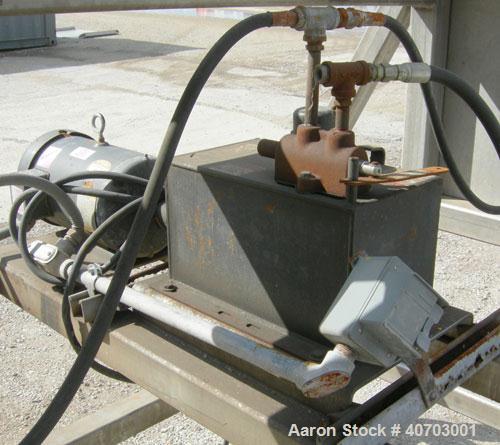 Used Box Dumper, 304 Stainless Steel. Dump area 54 1/2" wide x 39" deep x 28" high. Dual ram, hydraulically driven by a 2 hp, 3/60/208-230/460 volt, 1160 rpm motor. Approximate 60" dump height. Mount...