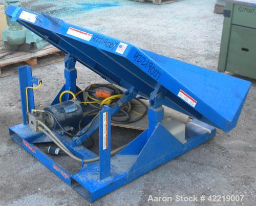Used T & S Equipment Tilt Table, model EMI-200-5048-4, 4000# capacity, carbon steel. Table approximately 48’’ x 48’’. 45 degree tilt, bottom cradle. Driven by a 2 hp, 3/60/208-230/460 volt, 1725 rpm ...