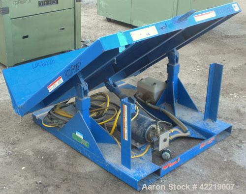 Used T & S Equipment Tilt Table, model EMI-200-5048-4, 4000# capacity, carbon steel. Table approximately 48’’ x 48’’. 45 degree tilt, bottom cradle. Driven by a 2 hp, 3/60/208-230/460 volt, 1725 rpm ...