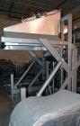Used Meyer Machine Box Unloader, Model HBU-1500-SH, Carbon Steel Frame. 1500 Pound capacity. Approximate 44” x 44” bottom box plate, stainless steel discharge hood with an air operated slide valve. I...