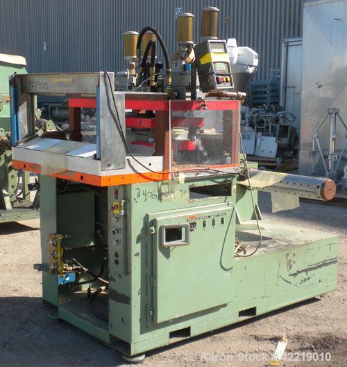 Used Preco Industries Die Cutting Press, Model IRF-200. Platen size 21’’ wide x 15-1/2’’ long, distance between posts 15’’ wide x 10’’ long. Includes a 24’’ wide roll feeder.