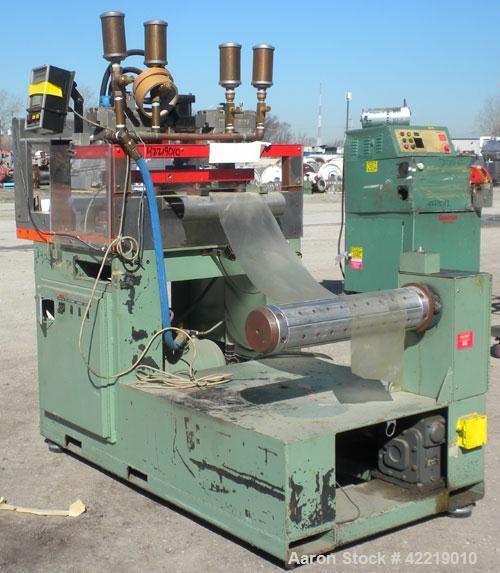Used Preco Industries Die Cutting Press, Model IRF-200. Platen size 21’’ wide x 15-1/2’’ long, distance between posts 15’’ wide x 10’’ long. Includes a 24’’ wide roll feeder.