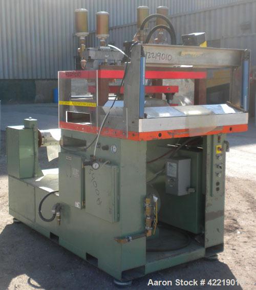 Used Preco Industries Die Cutting Press, Model IRF-200. Platen size 21’’ wide x 15-1/2’’ long, distance between posts 15’’ wide x 10’’ long. Includes a 24’’ wide roll feeder.
