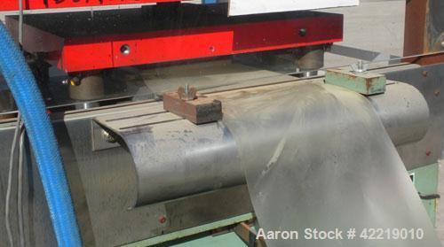 Used Preco Industries Die Cutting Press, Model IRF-200. Platen size 21’’ wide x 15-1/2’’ long, distance between posts 15’’ wide x 10’’ long. Includes a 24’’ wide roll feeder.