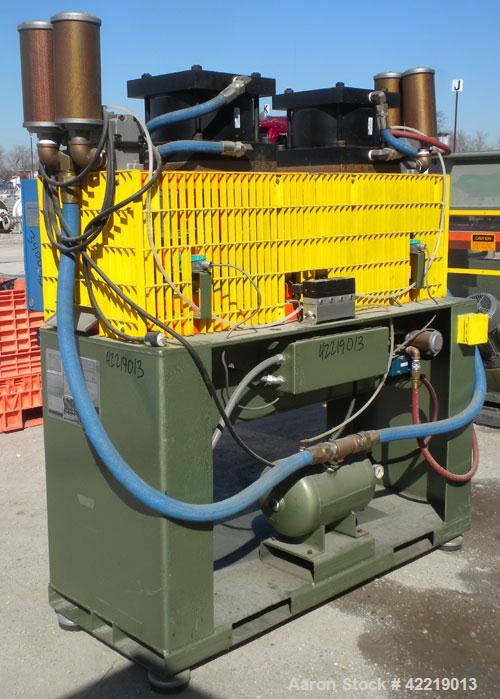 Used Preco Industries Dual Die Cutting Press, approximately 5 tons. (2) Platens, each size 24’’ wide x 12’’ long. Includes a Triad safety curtain, model TR-12-8K-20.