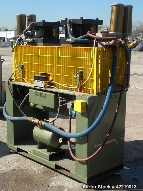 Used Preco Industries Dual Die Cutting Press, approximately 5 tons. (2) Platens, each size 24’’ wide x 12’’ long. Includes a Triad safety curtain, model TR-12-8K-20.
