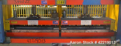 Used Preco Industries Dual Die Cutting Press, approximately 5 tons. (2) Platens, each size 24’’ wide x 12’’ long. Includes a Triad safety curtain, model TR-12-8K-20.