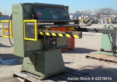 Used Schwabe 35 Ton Hydraulic Die Cutting Press with shuttle table, model DG, floor standing. Ideal press for cutting paper, cardboard, leather, rubber, plastics or textiles. Distance between side fr...