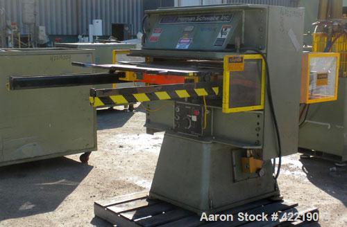 Used Schwabe 35 Ton Hydraulic Die Cutting Press with shuttle table, model DG, floor standing. Ideal press for cutting paper, cardboard, leather, rubber, plastics or textiles. Distance between side fr...