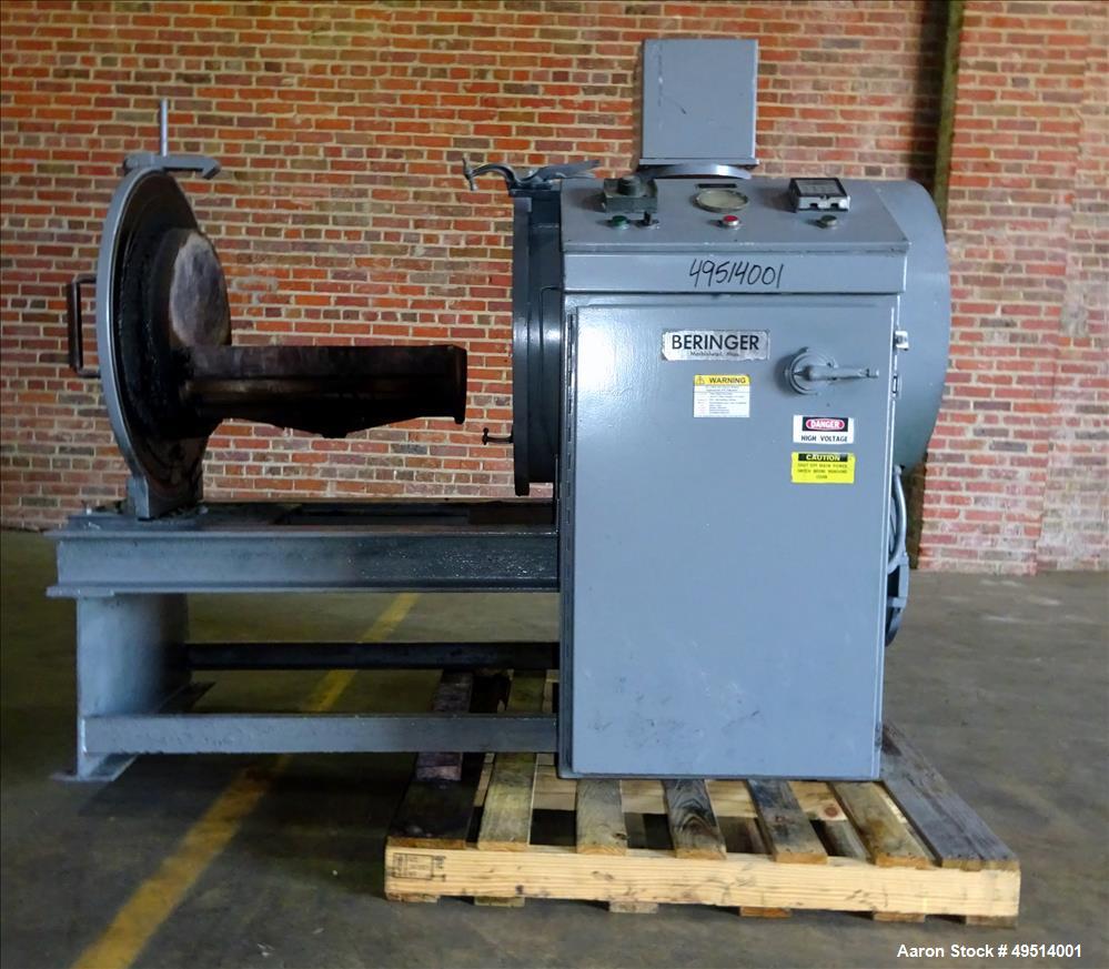Used Beringer Jet Cleaner, Model 1724. Approximately 17" diameter x 24" long carbon steel chamber. Roll out parts tray approximate 23-1/2'' long. Maximum operating temperature 950 degrees F. Includes...