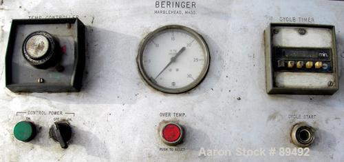 USED: Beringer jet cleaner, model 1724, horizontal arrangement. 20" diameter x 27" deep working chamber, quick clamp cover. Unit includes cleaning tray and control panel. Mounted on a frame.