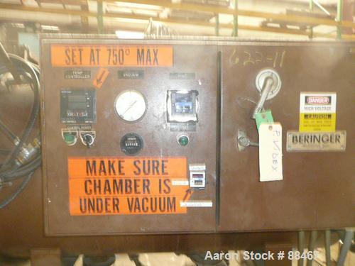 Used Beringer Jet Cleaner, Model 2448. Approximately 24" diameter x 48" long chamber. Roll out parts tray. Maximum operating temperature 750 deg F. Includes an approximate 5 hp vacuum pump and a cont...