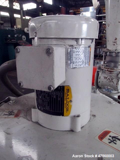 Used Kice Aspirator System, Model 6DT8-4. Approximate 1000 pounds per hour capacity. Includes a 3hp blower, cyclone, rotary valve, bunting magnet and motor starters. Base mounted, serial# 196373, bui...