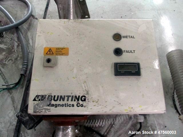 Used Kice Aspirator System, Model 6DT8-4. Approximate 1000 pounds per hour capacity. Includes a 3hp blower, cyclone, rotary valve, bunting magnet and motor starters. Base mounted, serial# 196373, bui...