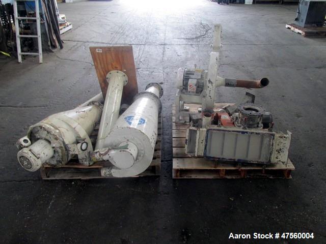 Used Kice Aspirator System, Model 6DT8-4. Approximate 1000 pounds per hour capacity. Includes a 3hp blower, cyclone, and a rotary valve. Serial# 182787, built 2002.